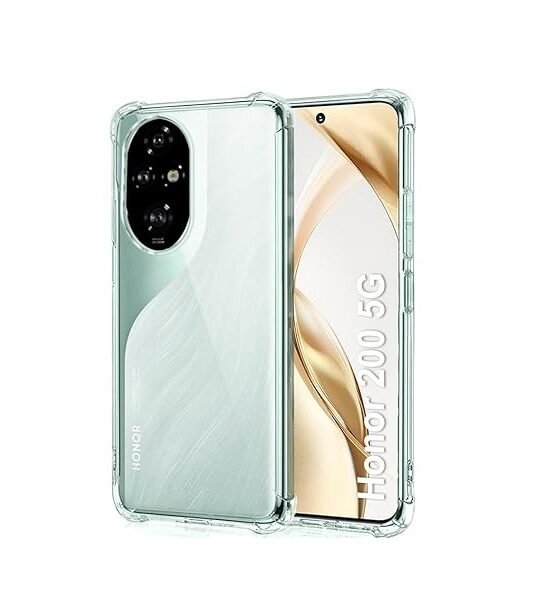 Transparent Crystal Clear Back Cover for Honor 200 5G | Shockproof Soft TPU Case with Cushioned Edges for Ultimate Protection (Transparent)