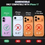 Shockproof Sleek Armor Back Cover Case for iPhone 17 | 360° Protection |Transparent Clear Back, Black Sides (Eagle)