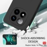 Silicone Back Cover Case for Mi Redmi Note 14 Pro Plus 5G | Soft Micro-Fibre Lining Inside | Camera Protection Bump (Silicone, Black)