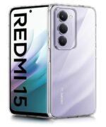 Mi Redmi 15 5G | Raised Bumps for Full Device & Camera Protection Shockproof TPU Silicone Back Case Mobile Cover – Transparent