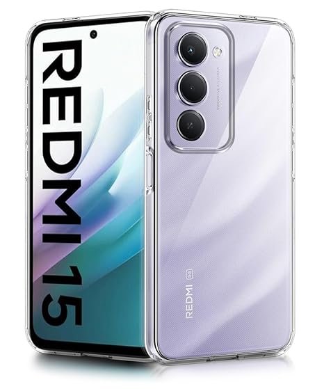 Mi Redmi 15 5G | Raised Bumps for Full Device & Camera Protection Shockproof TPU Silicone Back Case Mobile Cover – Transparent
