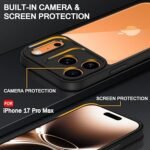 Shockproof Sleek Armor Back Cover Case for iPhone 17 Pro Max | 360° Protection (PC & TPU, Transparent Clear Back, Black Sides) -Eagle