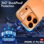 Ultra-Hybrid Crystal Clear Back Case Cover for iPhone 17 Pro Max | Shockproof Design | Camera Protection Bump (Transparent)