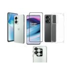 4 in 1 Combo Pack for OnePlus Nord 2T 5G –Transparent (Back Cover + Camera Lens Protector + Tempered Glass + Unbreakable Membrane)