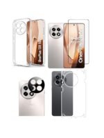 4 in 1 Combo Pack for OnePlus 13R 5G –Transparent (Back Cover + Camera Lens Protector + Tempered Glass + Unbreakable Membrane)