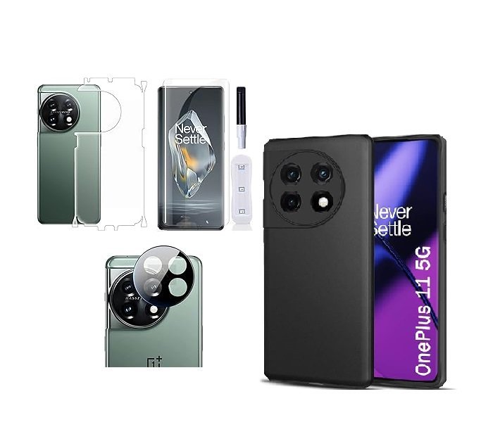 4 in 1 Combo Pack for OnePlus 11 5G –Black (Back Cover + Camera Lens Protector + Tempered Glass + Unbreakable Membrane) 4 in 1 Combo Pack for OnePlus 11 5G –Black (Back Cover + Camera Lens Protector + Tempered Glass + Unbreakable Membrane)
