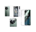 4 in 1 Combo Pack for OnePlus 11 5G –Transparent (Back Cover + Camera Lens Protector + Tempered Glass + Unbreakable Membrane)