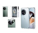 4 in 1 Combo Pack for OnePlus 11R 5G –Transparent (Back Cover + Camera Lens Protector + Tempered Glass + Unbreakable Membrane)