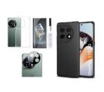 4 in 1 Combo Pack for OnePlus 11R 5G –Black (Back Cover + Camera Lens Protector + Tempered Glass + Unbreakable Membrane)