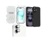 4 in 1 Premium Combo Pack for iPhone 16 – Black (Back Case + Camera Lens Protector + Tempered Glass + Unbreakable Membrane) 4 in 1 Premium Combo Pack for iPhone 16 – Black (Back Case + Camera Lens Protector + Tempered Glass + Unbreakable Membrane)