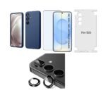 Silicone Soft Back Cover Case for Samsung Galaxy S25 5G (Blue)\ Camera Lens Protector\ Membrane Scratch Guard\ Tempered Glass (4 Combo) Silicone Soft Back Cover Case for Samsung Galaxy S25 5G (Blue)\ Camera Lens Protector\ Membrane Scratch Guard\ Tempered Glass (4 Combo)