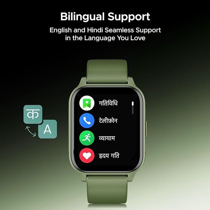 boAt Wave Call 2 Plus Smart Watch w/Bilingual Support (Hindi/English), 1.96”(4.97 cm) HD Display, BT Calling, 100+Sports Modes, Animated Watch Faces, Voice Assistant(Olive Green) boAt Wave Call 2 Plus Smart Watch w/Bilingual Support (Hindi/English), 1.96”(4.97 cm) HD Display, BT Calling, 100+Sports Modes, Animated Watch Faces, Voice Assistant(Olive Green)