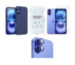 4 in 1 Premium Combo Pack for iPhone 16 Plus – Blue (Back Case + Camera Lens Protector + Tempered Glass + Unbreakable Membrane) 4 in 1 Premium Combo Pack for iPhone 16 Plus – Blue (Back Case + Camera Lens Protector + Tempered Glass + Unbreakable Membrane)