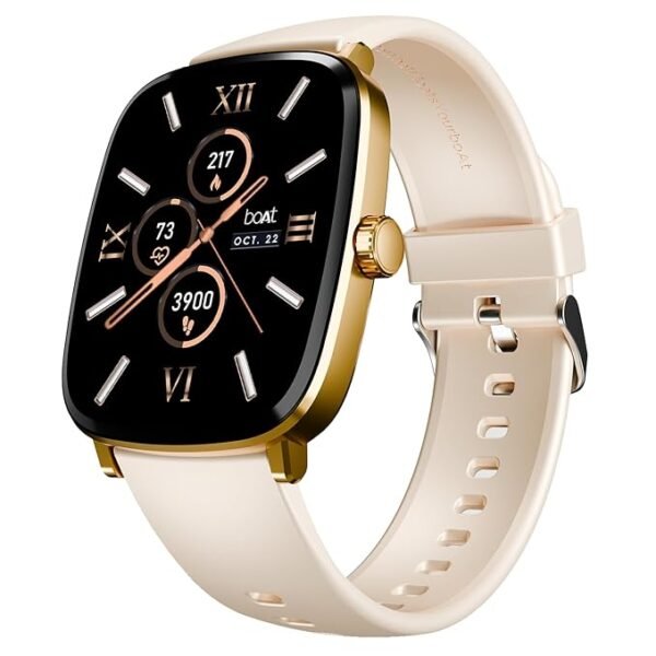 boAt Ultima Regal w/ 2.01”(5.10 cm) Crystal-Clear AMOLED Display, 1000 NITS Brightness,Premium Metal Body,Fitness Smart Watch for Men & Women (Cherry Blossom)