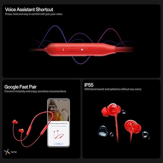 OnePlus Bullets Wireless Z3 in Ear Neckband with 12.4Mm Drivers, Red OnePlus Bullets Wireless Z3 in Ear Neckband with 12.4Mm Drivers, Red