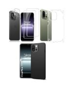 4 in 1 Combo Pack for OnePlus 13s 5G –Black (Back Cover + Camera Lens Protector + Tempered Glass + Unbreakable Membrane)