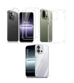 4 in 1 Combo Pack for OnePlus 13s 5G –Transparent (Back Cover + Camera Lens Protector + Tempered Glass + Unbreakable Membrane)