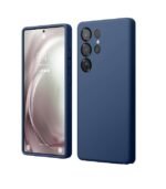 Silicone Soft Back Cover Case for Samsung Galaxy S25 Ultra 5G (Blue)\ Camera Lens Protector\ Membrane Scratch Guard\ Tempered Glass Screen Protector (4 Combo)