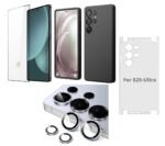 Silicone Soft Back Cover Case for Samsung Galaxy S25 Ultra 5G (Black)\ Camera Lens Protector\ Membrane Scratch Guard\ Tempered Glass Screen Protector (4 Combo) Silicone Soft Back Cover Case for Samsung Galaxy S25 Ultra 5G (Black)\ Camera Lens Protector\ Membrane Scratch Guard\ Tempered Glass Screen Protector (4 Combo)