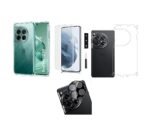 4 in 1 Combo Pack for OnePlus 12 5G –Transparent (Back Cover + Camera Lens Protector + Tempered Glass + Unbreakable Membrane)