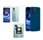 4 in 1 Combo Pack for OnePlus 10R 5G –Blue (Back Cover + Camera Lens Protector + Tempered Glass + Unbreakable Membrane)