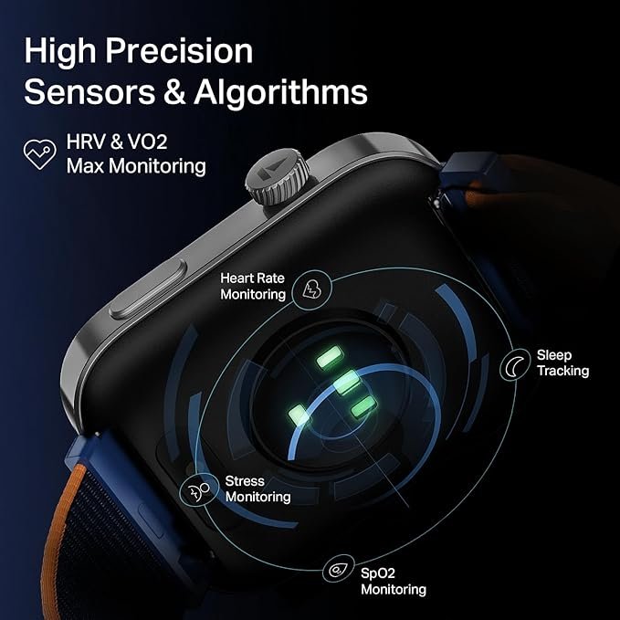 Boat Chrome Endeavour, 1.96” (4.97 cm) AMOLED Display, AI Coach Health Insights, Advanced S1 Processor, Auto Heart Rate, HRV, VO2 Max, Stress, TBT, IP68, Smart Watch for Men & Women (Fusion Blue) Boat Chrome Endeavour, 1.96” (4.97 cm) AMOLED Display, AI Coach Health Insights, Advanced S1 Processor, Auto Heart Rate, HRV, VO2 Max, Stress, TBT, IP68, Smart Watch for Men & Women (Fusion Blue)