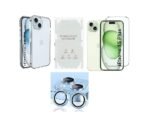 4 in 1 Combo Pack for iPhone 15 Plus Transparent (Back Case + Camera Lens Protector + Tempered Glass + Unbreakable Membrane) 4 in 1 Combo Pack for iPhone 15 Plus Transparent (Back Case + Camera Lens Protector + Tempered Glass + Unbreakable Membrane)