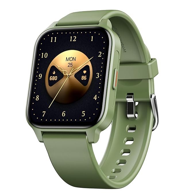boAt Wave Call 2 Plus Smart Watch w/Bilingual Support (Hindi/English), 1.96”(4.97 cm) HD Display, BT Calling, 100+Sports Modes, Animated Watch Faces, Voice Assistant(Olive Green)