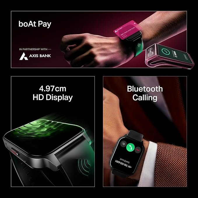 boAt Newly Launched Wave Fortune w/NFC Tap & Pay, 1.96" (4.9 cm) HD Display, Bluetooth Calling, Smart Watch for Men & Women(Active Black) boAt Newly Launched Wave Fortune w/NFC Tap & Pay, 1.96" (4.9 cm) HD Display, Bluetooth Calling, Smart Watch for Men & Women(Active Black)