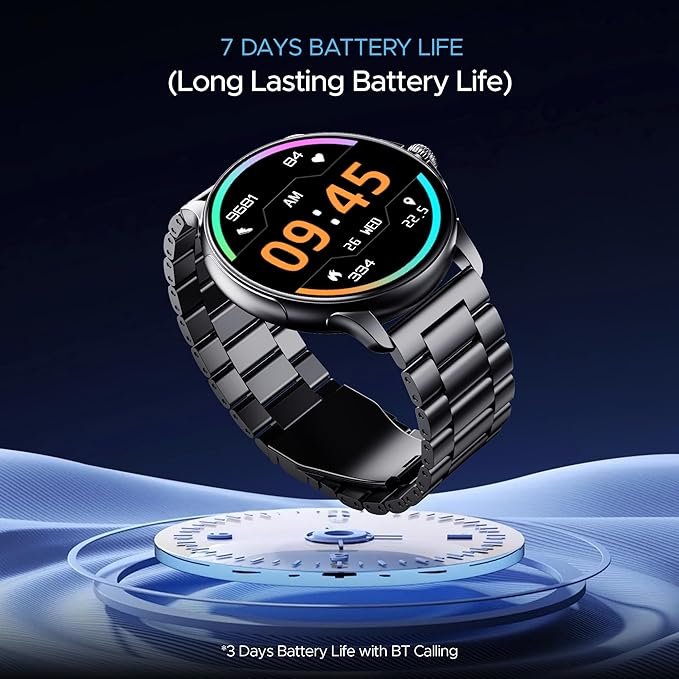 boAt Lunar Oasis w/TBT Navigation, QR Tray, Watch Face Studio, Bluetooth Calling, Emergency SOS 1.43" (3.6 cm) AMOLED Display Fitness Smart Watch for Men & Women(Steel Black) boAt Lunar Oasis w/TBT Navigation, QR Tray, Watch Face Studio, Bluetooth Calling, Emergency SOS 1.43" (3.6 cm) AMOLED Display Fitness Smart Watch for Men & Women(Steel Black)