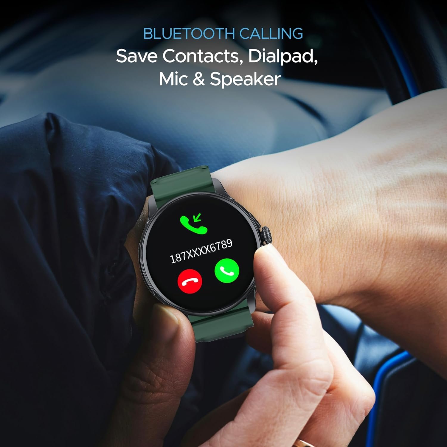 boAt Lunar Oasis w/TBT Navigation, QR Tray, Watch Face Studio, Bluetooth Calling, Emergency SOS 1.43" (3.6 cm) AMOLED Display Fitness Smart Watch for Men & Women(Olive Green) boAt Lunar Oasis w/TBT Navigation, QR Tray, Watch Face Studio, Bluetooth Calling, Emergency SOS 1.43" (3.6 cm) AMOLED Display Fitness Smart Watch for Men & Women(Olive Green)