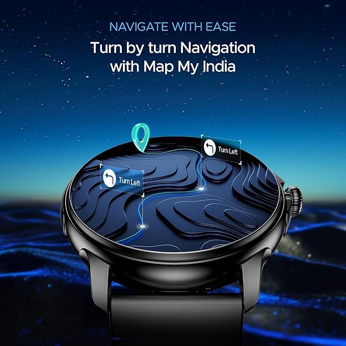 boAt Lunar Oasis w/TBT Navigation, QR Tray, Watch Face Studio, Bluetooth Calling, Emergency SOS 1.43" (3.6 cm) AMOLED Display Fitness Smart Watch for Men & Women(Active Black) boAt Lunar Oasis w/TBT Navigation, QR Tray, Watch Face Studio, Bluetooth Calling, Emergency SOS 1.43" (3.6 cm) AMOLED Display Fitness Smart Watch for Men & Women(Active Black)