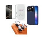 4 in 1 Combo Pack for iPhone 17 pro – Deep blue  Edition (Back Cover + Camera Lens Protector + Tempered Glass + Unbreakable Membrane) 4 in 1 Combo Pack for iPhone 17 pro – Deep blue  Edition (Back Cover + Camera Lens Protector + Tempered Glass + Unbreakable Membrane)