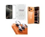 4 in 1 Combo Pack for iPhone 17 pro Max  – Transparent (Back Cover + Camera Lens Protector + Tempered Glass + Unbreakable Membrane) 4 in 1 Combo Pack for iPhone 17 pro Max  – Transparent (Back Cover + Camera Lens Protector + Tempered Glass + Unbreakable Membrane)