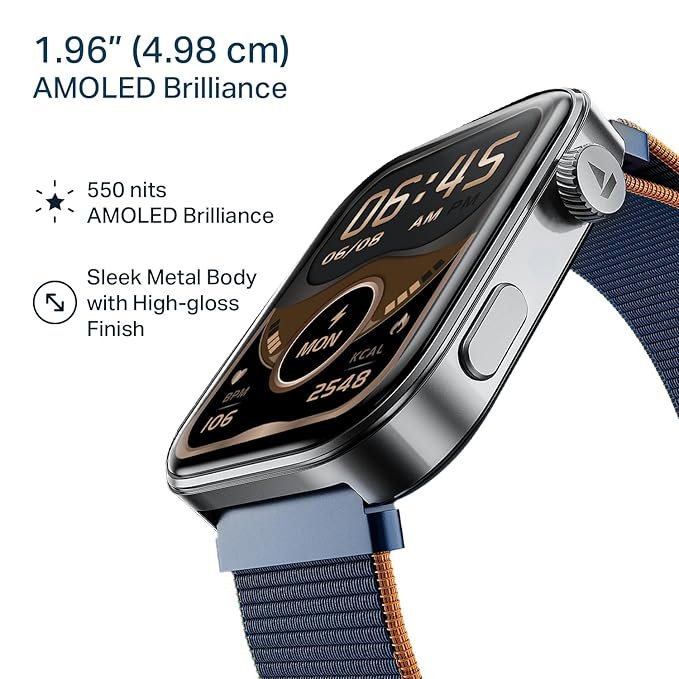 Boat Chrome Endeavour, 1.96” (4.97 cm) AMOLED Display, AI Coach Health Insights, Advanced S1 Processor, Auto Heart Rate, HRV, VO2 Max, Stress, TBT, IP68, Smart Watch for Men & Women (Fusion Blue) Boat Chrome Endeavour, 1.96” (4.97 cm) AMOLED Display, AI Coach Health Insights, Advanced S1 Processor, Auto Heart Rate, HRV, VO2 Max, Stress, TBT, IP68, Smart Watch for Men & Women (Fusion Blue)