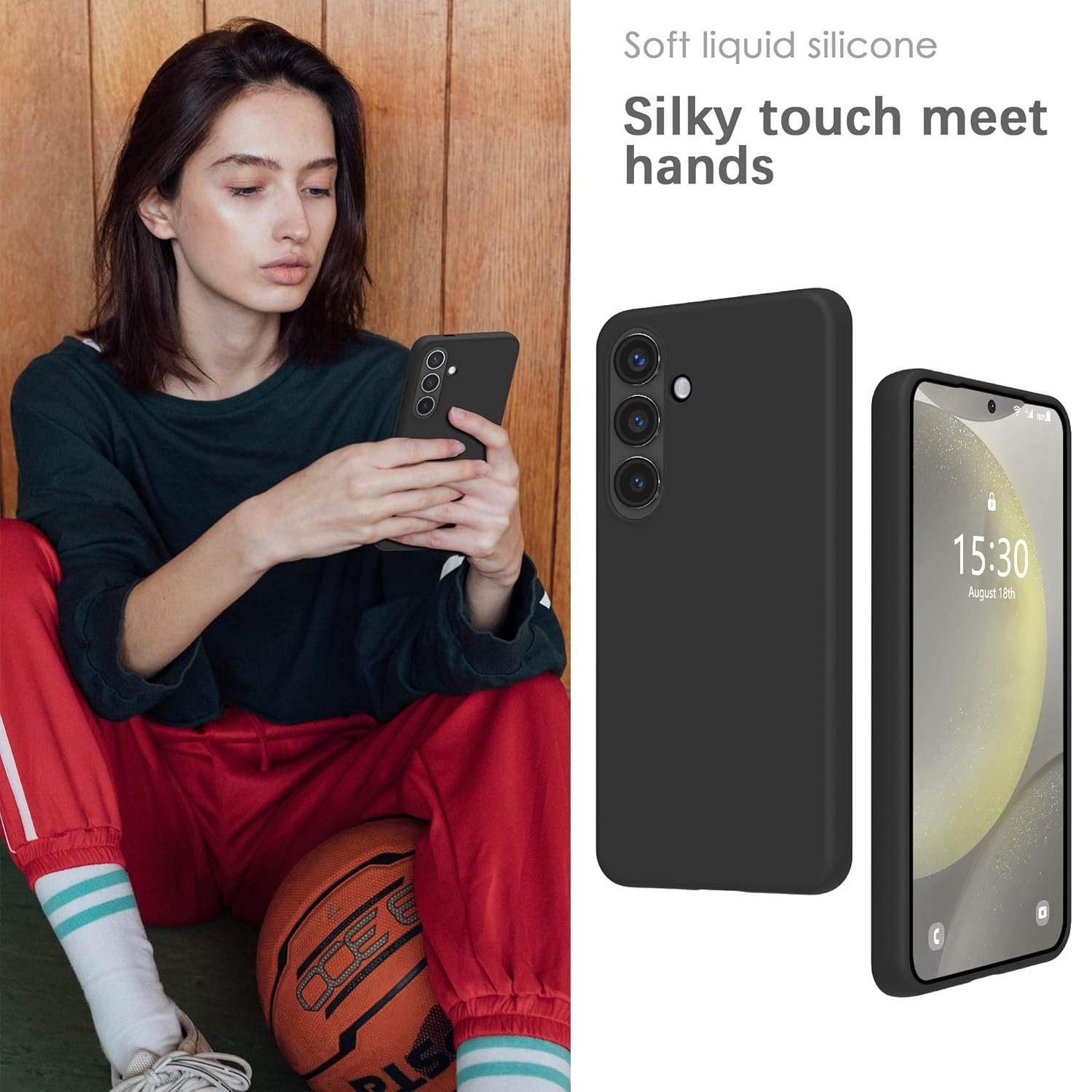 Silicone Soft Back Cover Case for Samsung Galaxy S24 5G (Black)\ Camera Lens Protector\ Membrane Scratch Guard\ Tempered Glass (4 Combo) Silicone Soft Back Cover Case for Samsung Galaxy S24 5G (Black)\ Camera Lens Protector\ Membrane Scratch Guard\ Tempered Glass (4 Combo)