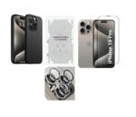 4 in 1 Premium Combo Pack for iPhone 15 Pro Black Titanium – (Back Case + Camera Lens Protector + Tempered Glass + UnbreakaBlack Titanium(Copy) 4 in 1 Premium Combo Pack for iPhone 15 Pro Black Titanium – (Back Case + Camera Lens Protector + Tempered Glass + UnbreakaBlack Titanium(Copy)