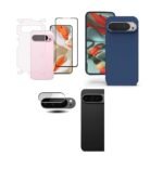 4 in 1 Combo Pack for Google Pixel 9 Pro XL – Blue (Back Cover + Camera Lens Protector + Tempered Glass + Unbreakable Film)