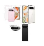 4 in 1 Combo Pack for Google Pixel 9 Pro XL – Transparent (Back Cover + Camera Lens Protector + Tempered Glass + Unbreakable Film)