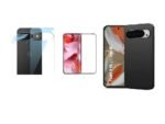 4 in 1 Combo Pack for Google Pixel 9 – Black (Back Cover + Camera Lens Protector + Tempered Glass + Unbreakable Film)
