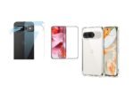 4 in 1 Combo Pack for Google Pixel 9 – Transparent (Back Cover + Camera Lens Protector + Tempered Glass + Unbreakable Film)