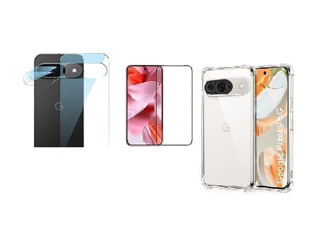 4 in 1 Combo Pack for Google Pixel 9 – Transparent (Back Cover + Camera Lens Protector + Tempered Glass + Unbreakable Film) 4 in 1 Combo Pack for Google Pixel 9 – Transparent (Back Cover + Camera Lens Protector + Tempered Glass + Unbreakable Film)