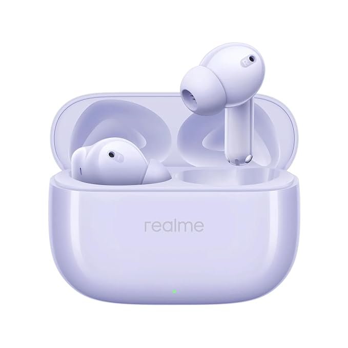 realme Buds T310 True Wireless in-Ear Earbuds with 46dB Hybrid ANC, 360° Spatial Audio, 12.4mm Dynamic Bass Driver, Upto 40Hrs Battery and Fast Charging (Monet Purple)