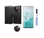 3 in 1 Combo Pack for Vivo V30e 5G – Flip Black Cover (Back Cover + Camera Lens Protector + Tempered Glass)