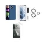 4 in 1 Combo Pack for Realme GT 6 \Realme GT 6T 5G –Blue (Back Cover + Camera Lens Protector + Tempered Glass + Unbreakable Membrane)