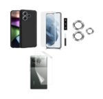 4 in 1 Combo Pack for Realme GT 6, Realme GT 6T 5G –Black (Back Cover + Camera Lens Protector + Tempered Glass + Unbreakable Membrane)