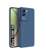 3 in 1 Combo Pack for Vivo Y200 5G – Silicone Blue, Back Cover (Back Cover + Camera Lens Protector + Tempered Glass)