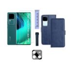 3 in 1 Combo Pack for Vivo V30 / V30 Pro 5G – Flip Blue (Back Cover + Camera Lens Protector + Tempered Glass)