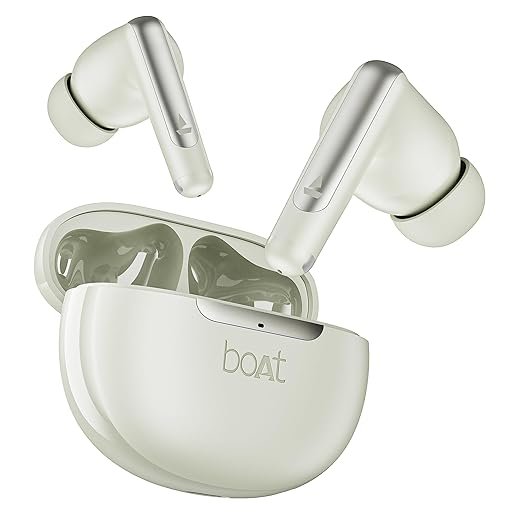 boAt Airdopes 141 Elite ANC (2025), ANC(~35dB), 4Mics ENx Tech, 42H Battery, Fast Charge,Stream Ad Free Music via App Support, IPX5, Bluetooth Earbuds, TWS Ear Buds Wireless Earphones with mic (White)