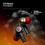 boAt Nirvana Crystl (2025 Launch), Transparent Case,Spatial Audio, ANC(~32dB), 100Hrs Battery,4Mics ENx,App Support, Bluetooth Earbuds, TWS Ear Buds Wireless Earphones with mic (Red)